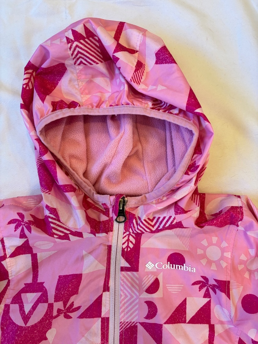 Columbia Toddler Girls Fleece Lined Hooded, lightweight, Jacket Pink 2T Full Zip